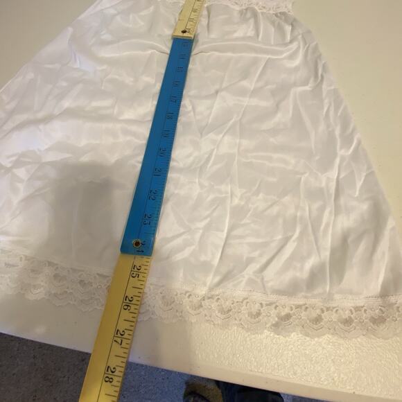 Vintage 80s Her Majesty Girl White Nylon SlipDress Babydoll LaceTrim Sz 12 Fairy - Picture 3 of 9